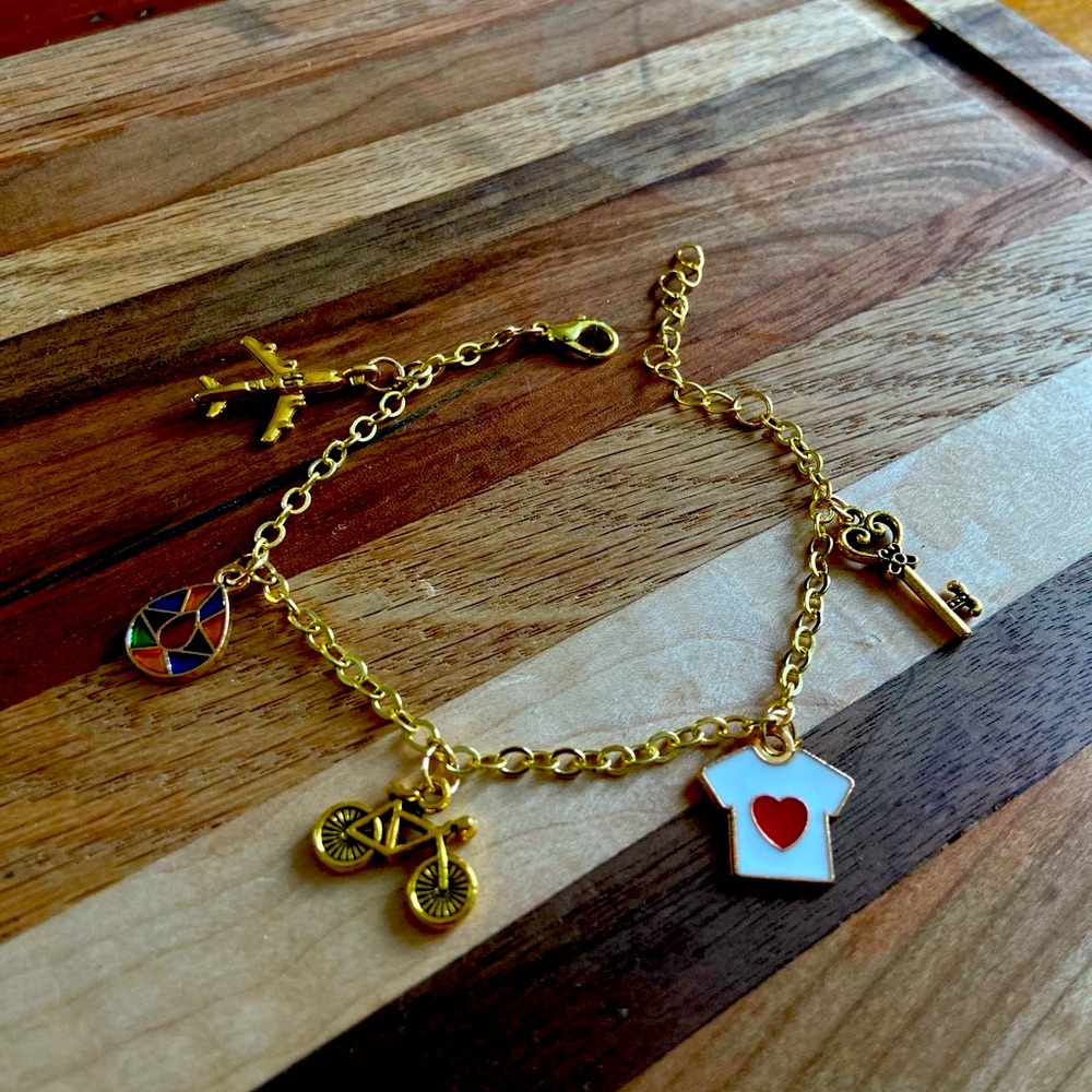 Gold Charm Bracelet- handmade